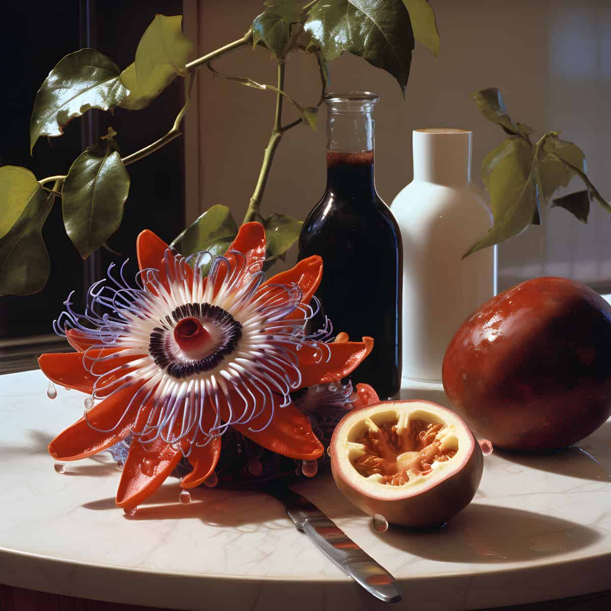 Passiflora Manicata Fruit on a kitchen counter