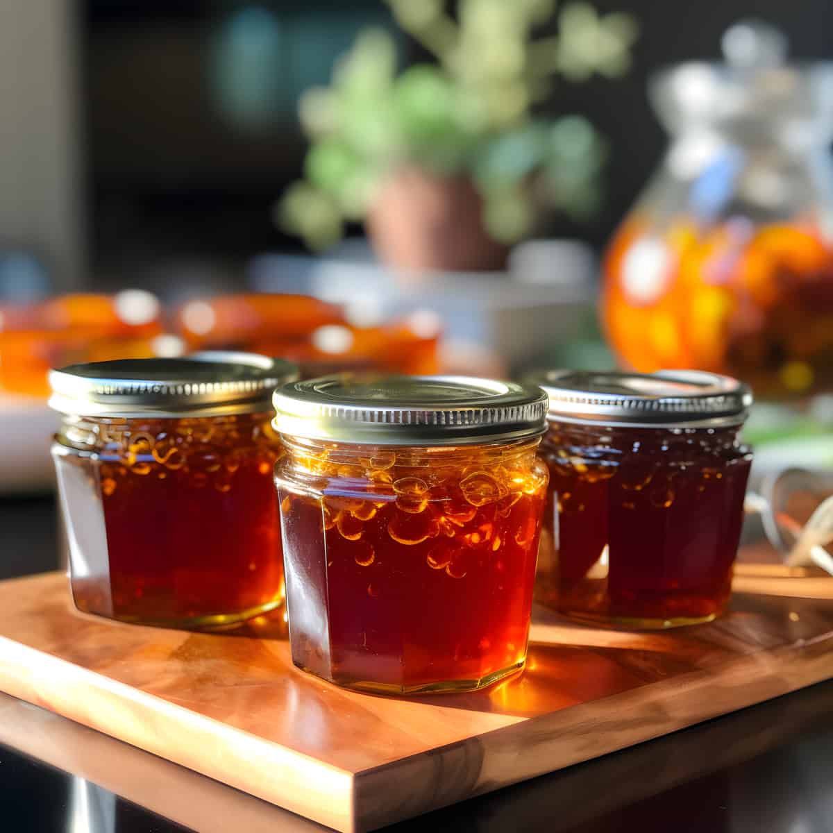Pepper Jelly on a kitchen counter