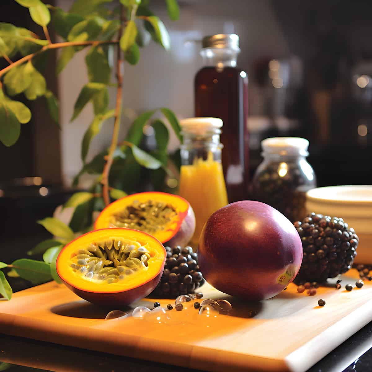 Perfumed Passionfruit on a kitchen counter