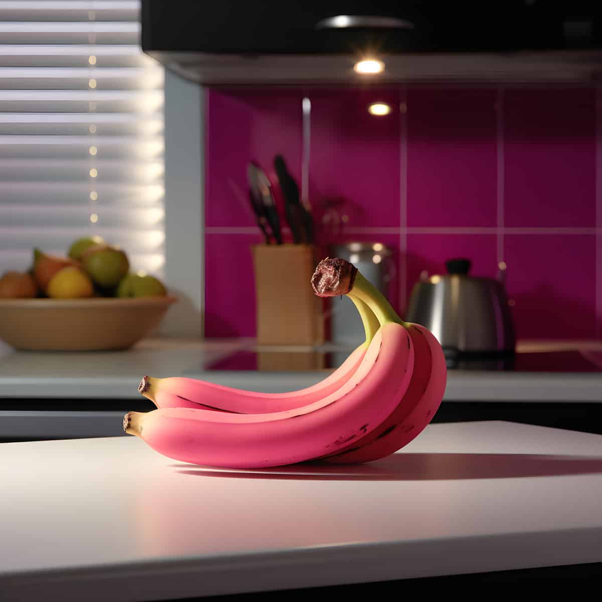 Pink Banana on a kitchen counter