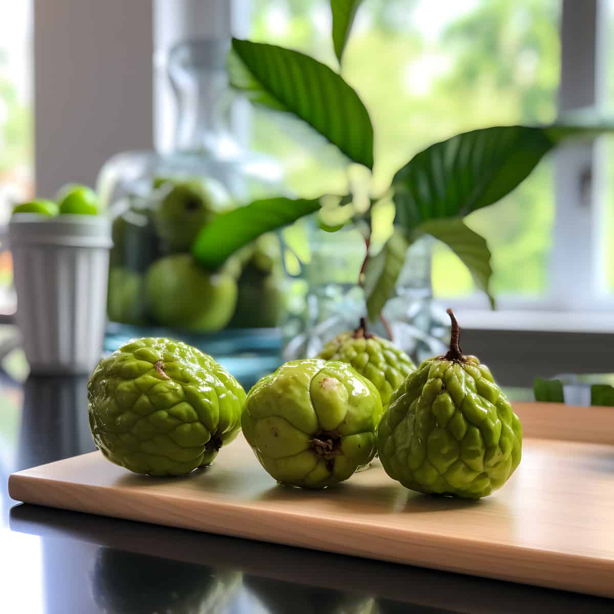 Pond Apple on a kitchen counter