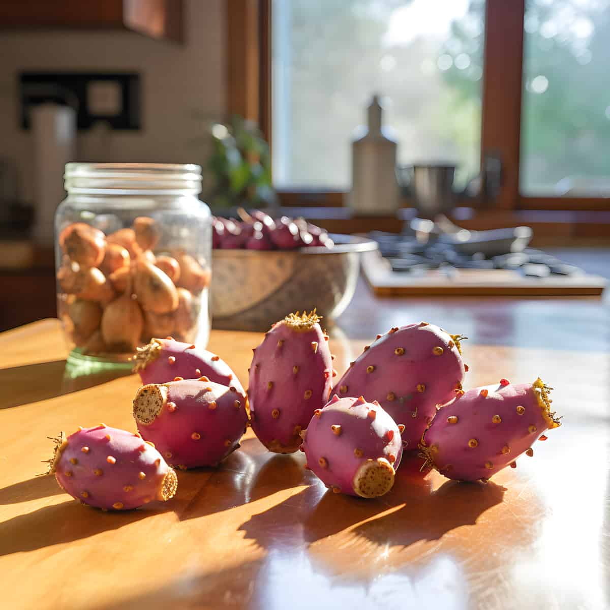 Prickly Pear Fruit on a kitchen counter