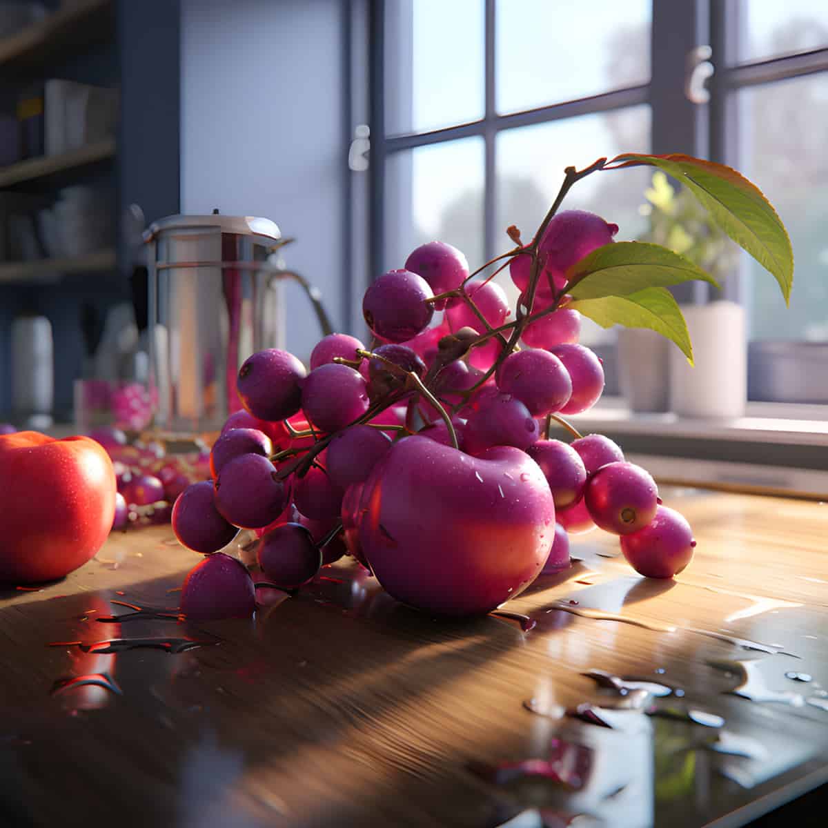 Purple Appleberry on a kitchen counter