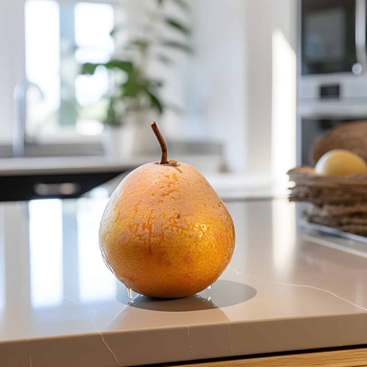Pyrus Xerophila Fruit on a kitchen counter