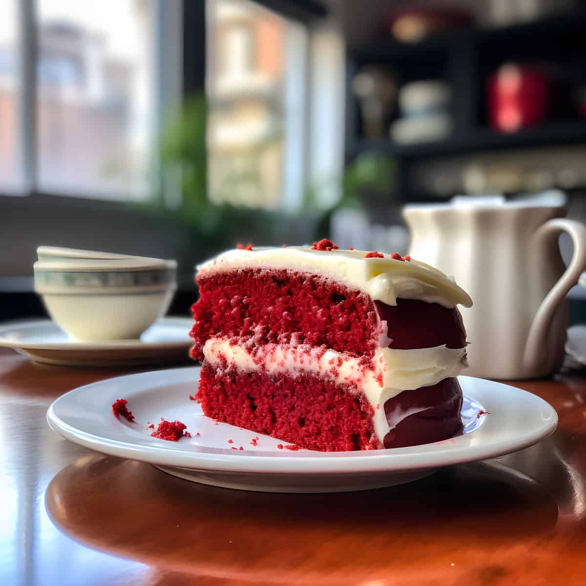 Red Velvet Cake on a kitchen counter