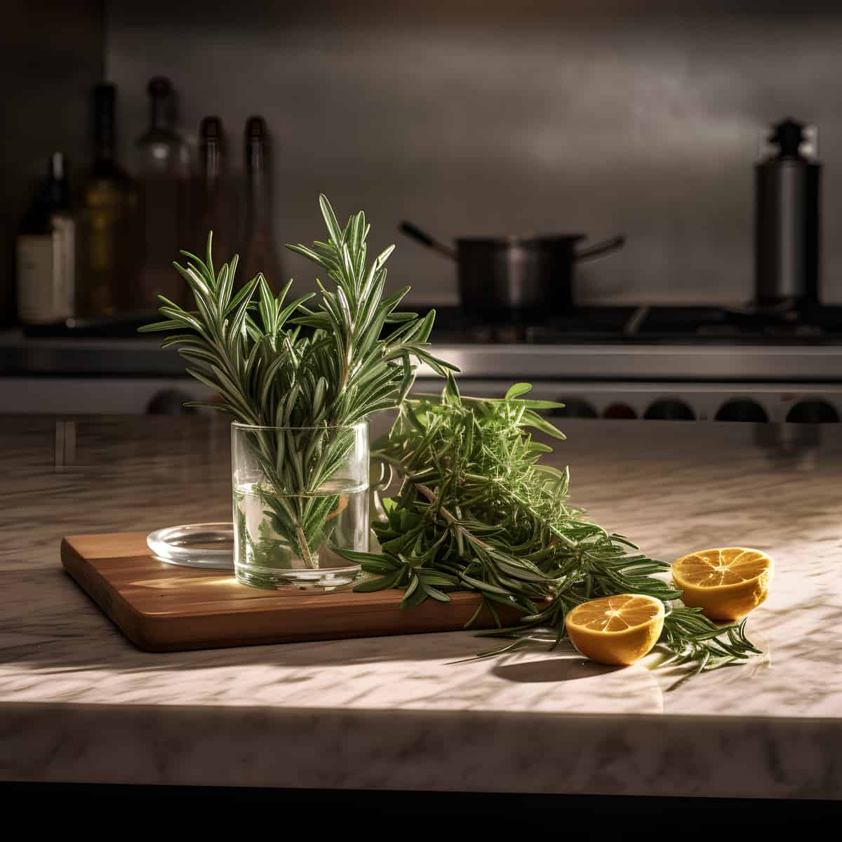 Rosemary on a kitchen counter
