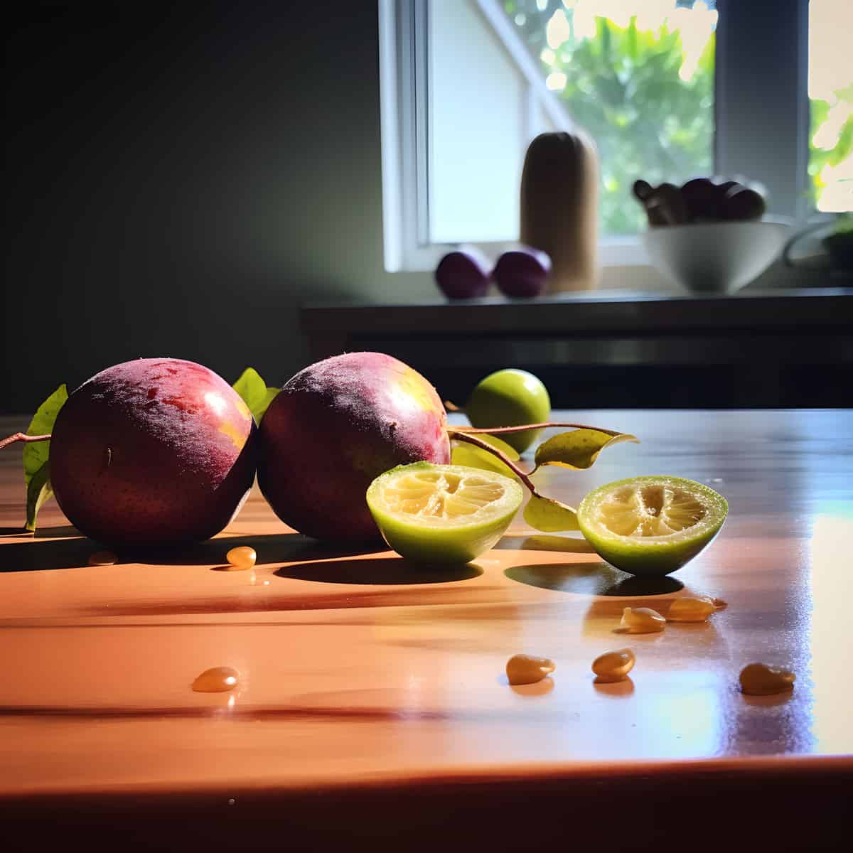 Rukam Fruit on a kitchen counter