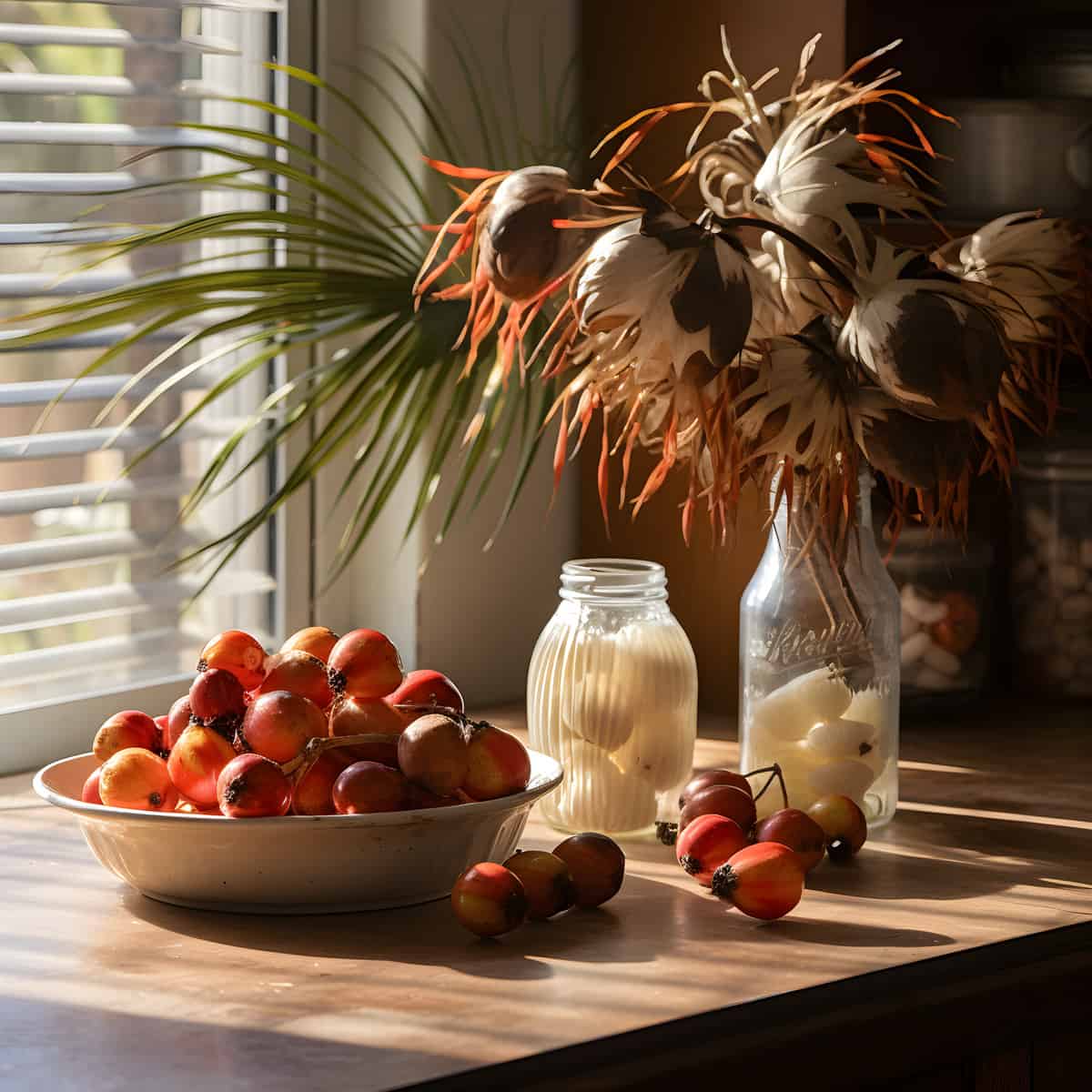 Sabal Palm Fruit on a kitchen counter