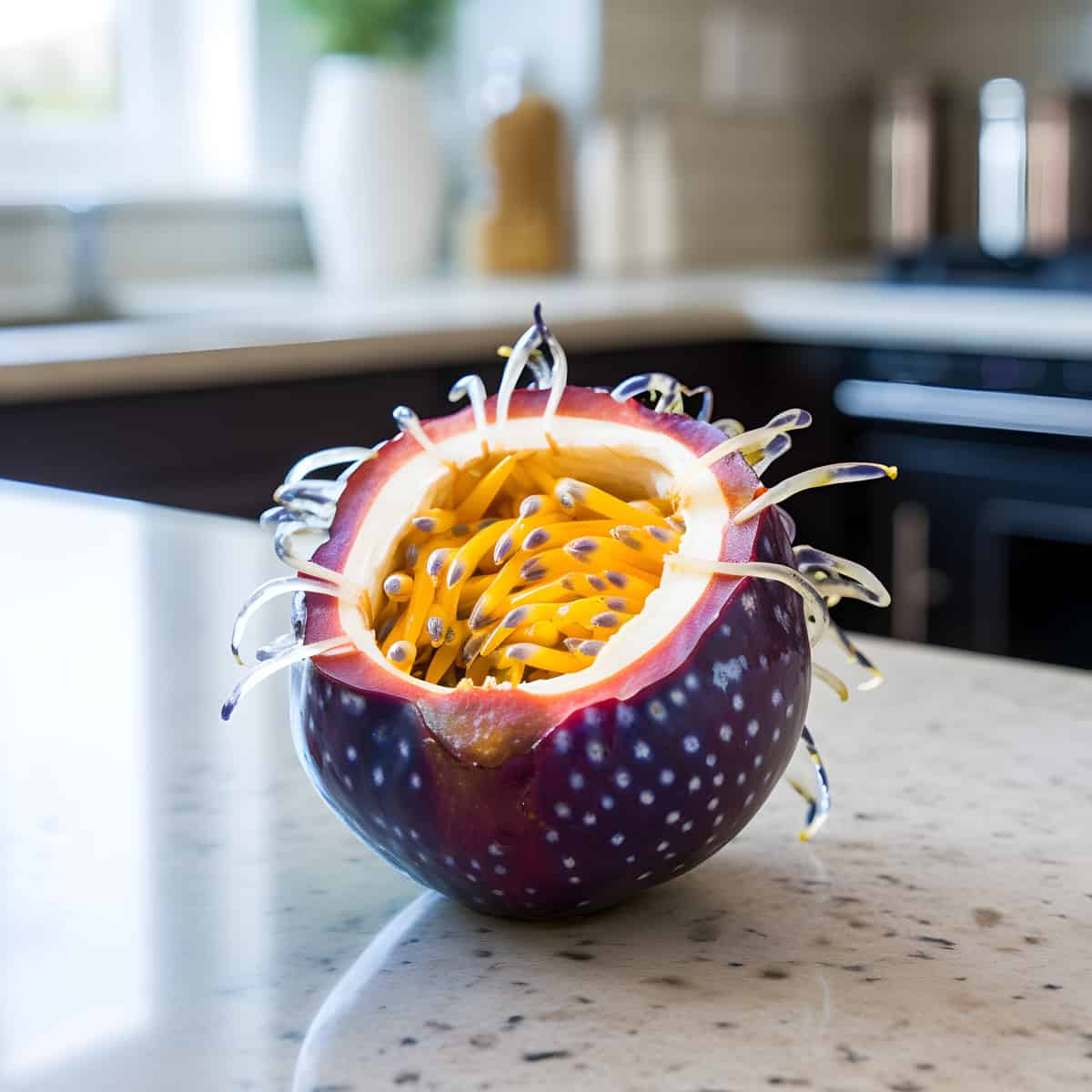 Sea Anemone Passionfruit Fruit on a kitchen counter