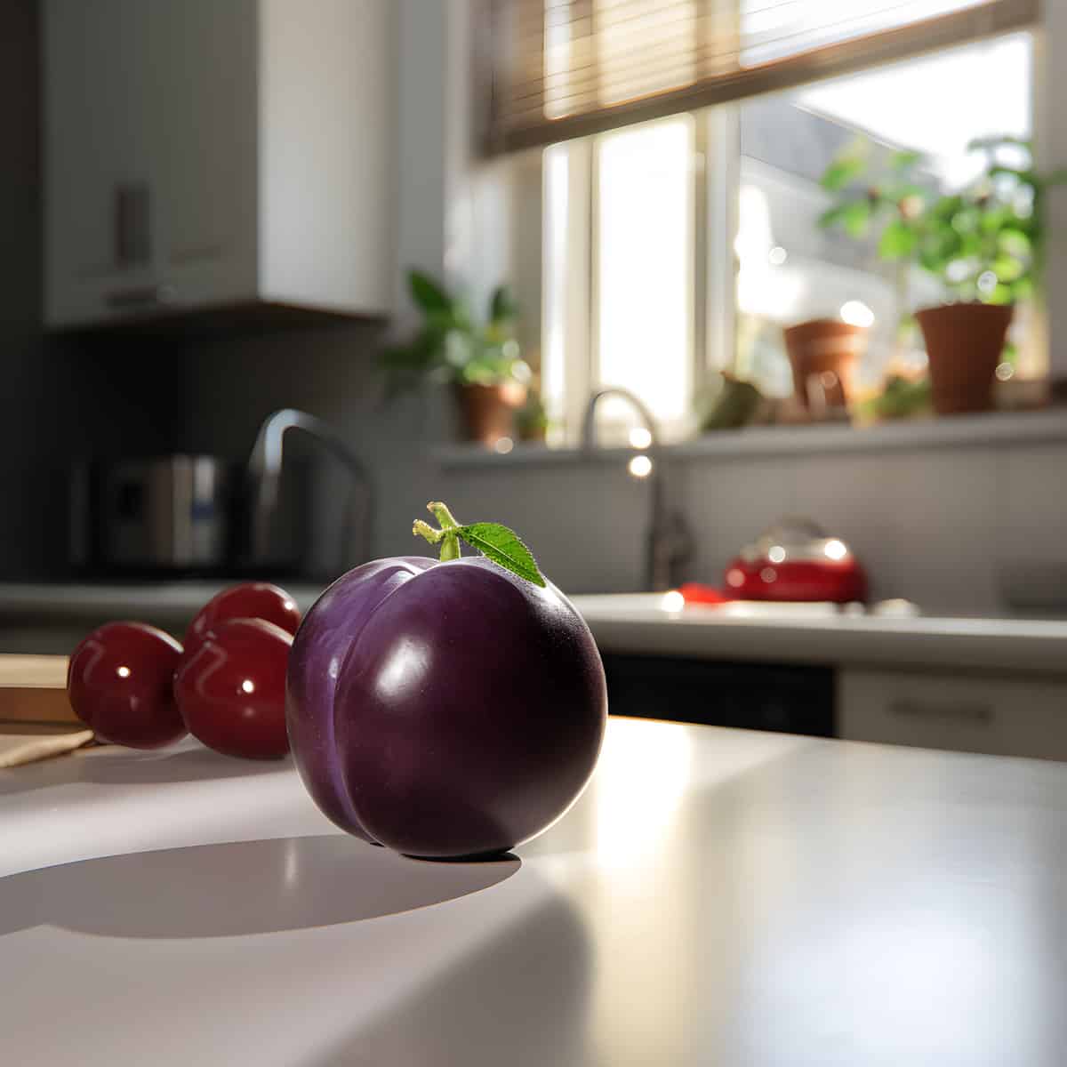 Smooth Davidsons Plum on a kitchen counter