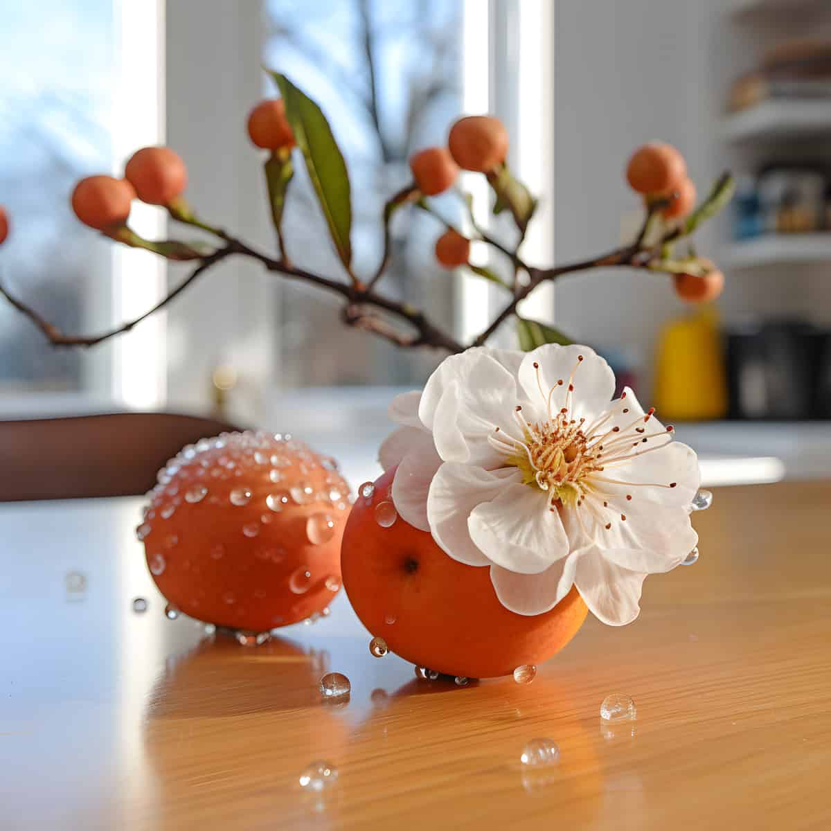 Snowy Mespilus on a kitchen counter
