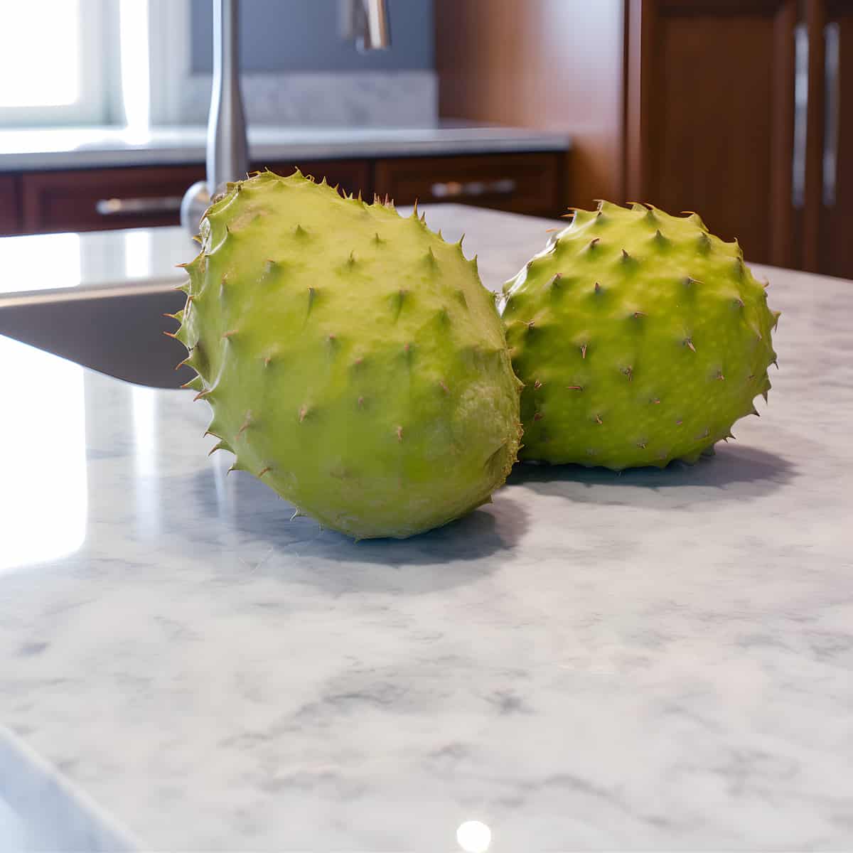 Soursop on a kitchen counter