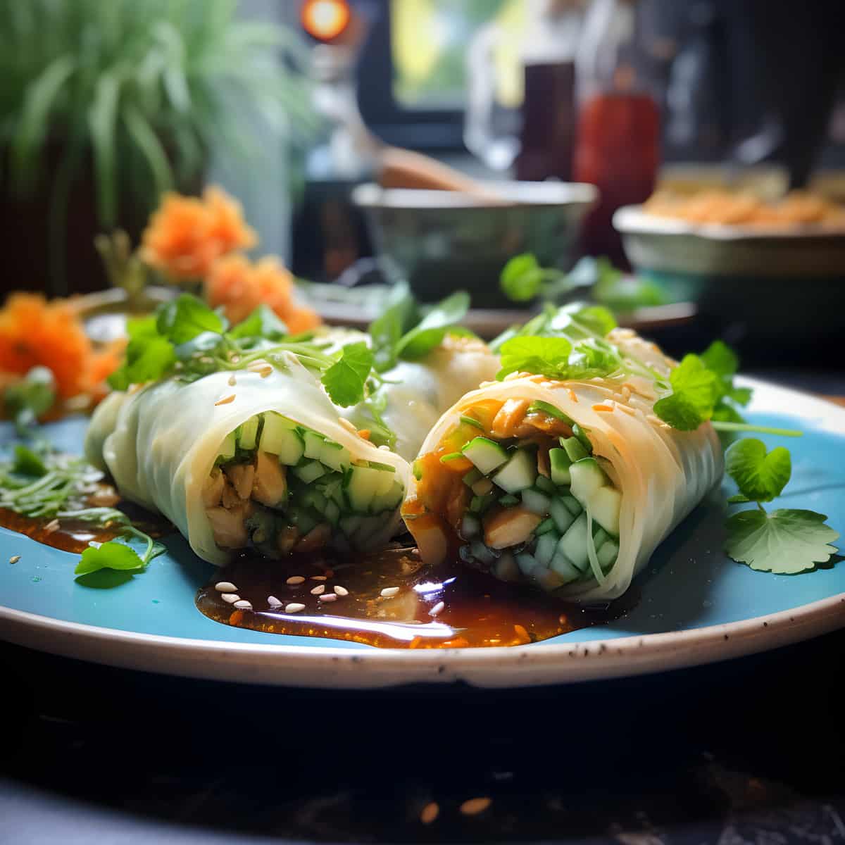 Spring Roll on a kitchen counter