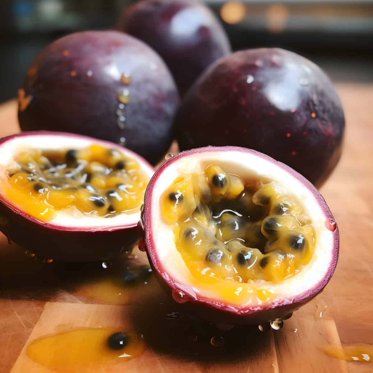 Stinking Passionfruit on a kitchen counter