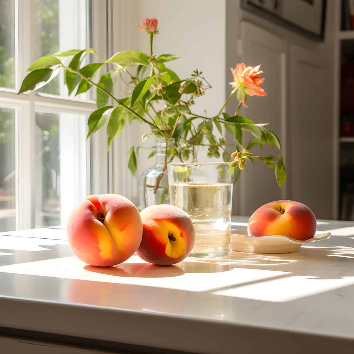 Texas Peach on a kitchen counter
