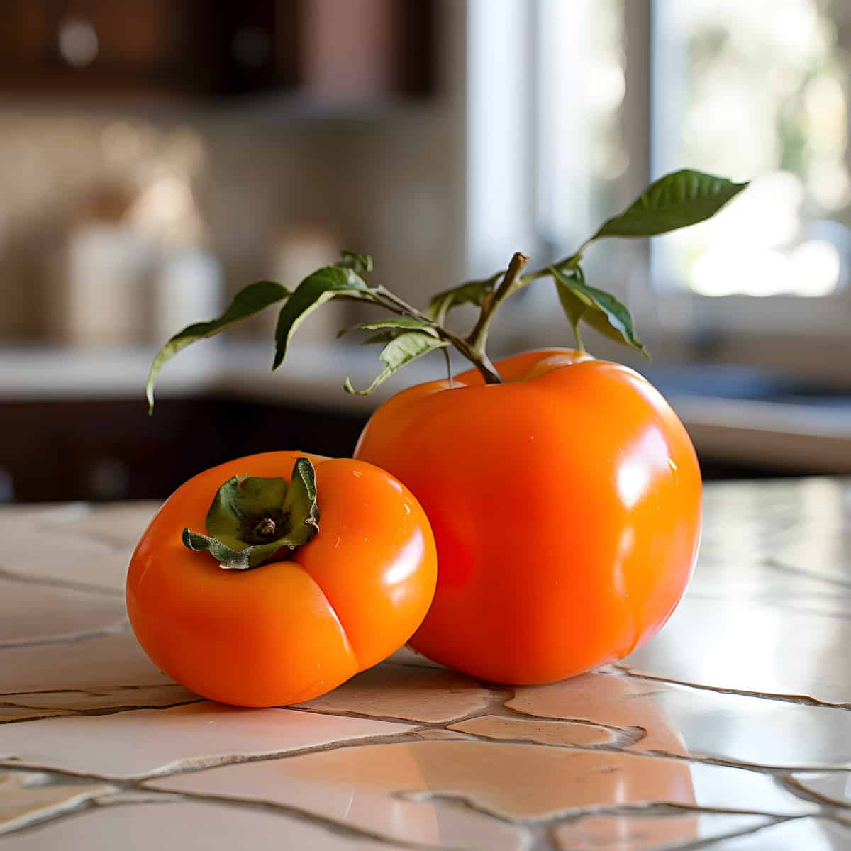 Texas Persimmon on a kitchen counter