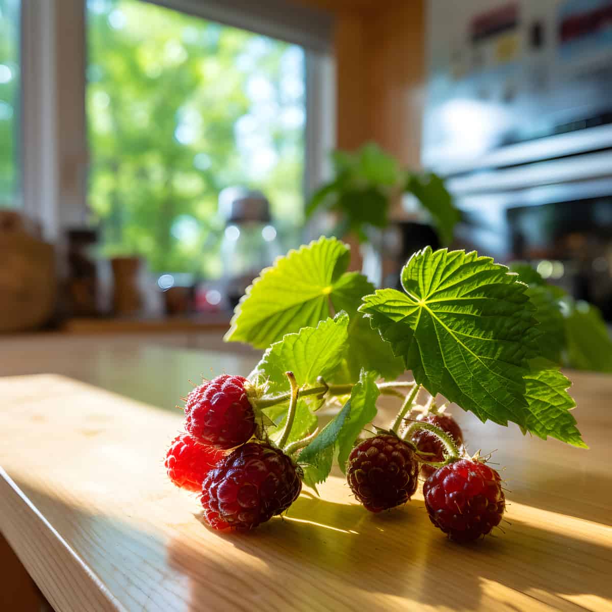 Thimbleberry on a kitchen counter