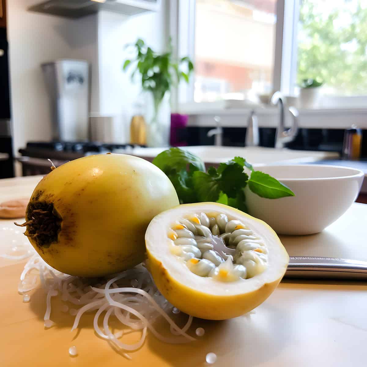 White Passionfruit on a kitchen counter