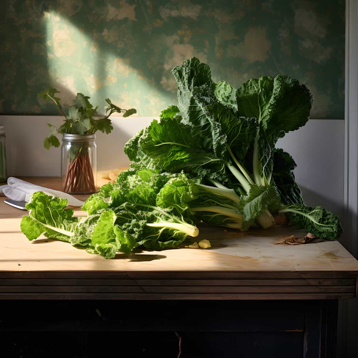 Wild Cabbage on a kitchen counter