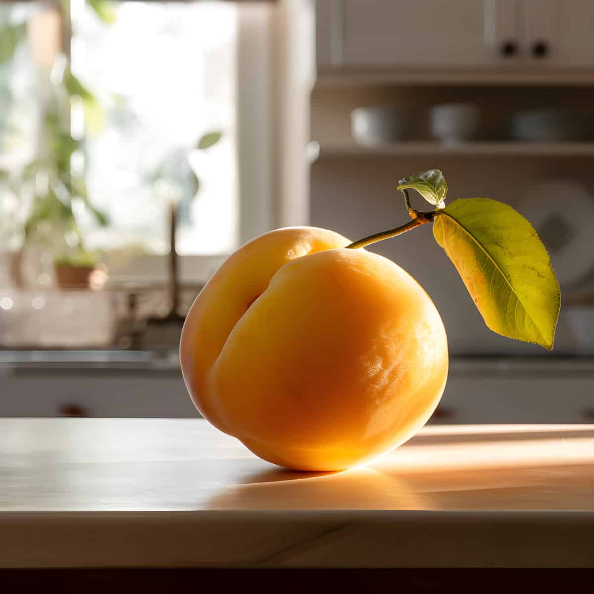Yellow Plum on a kitchen counter