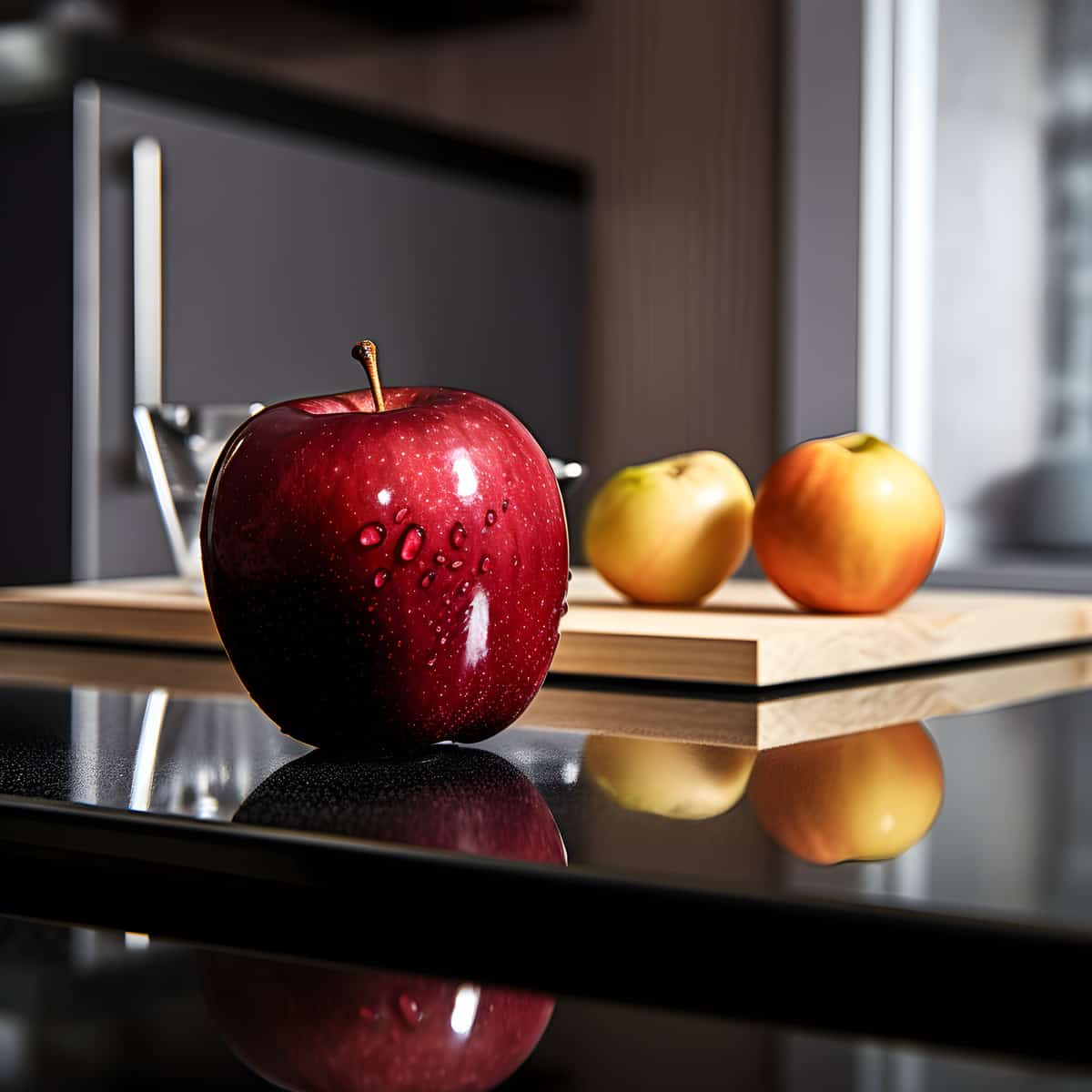 Apples on a kitchen counter