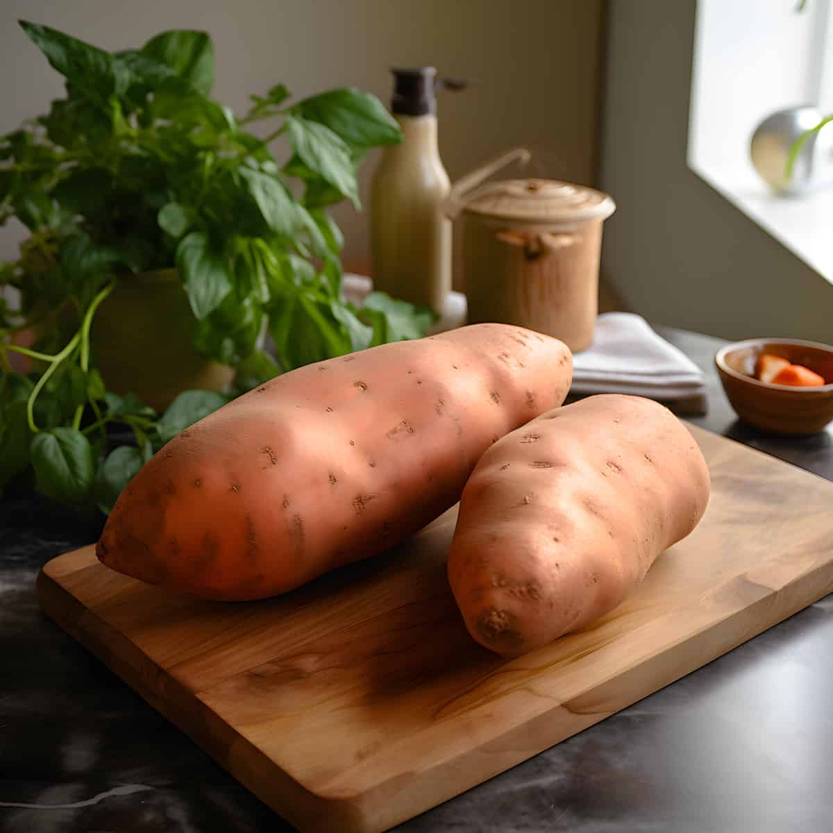 Evangeline Sweet Potatoes on a kitchen counter
