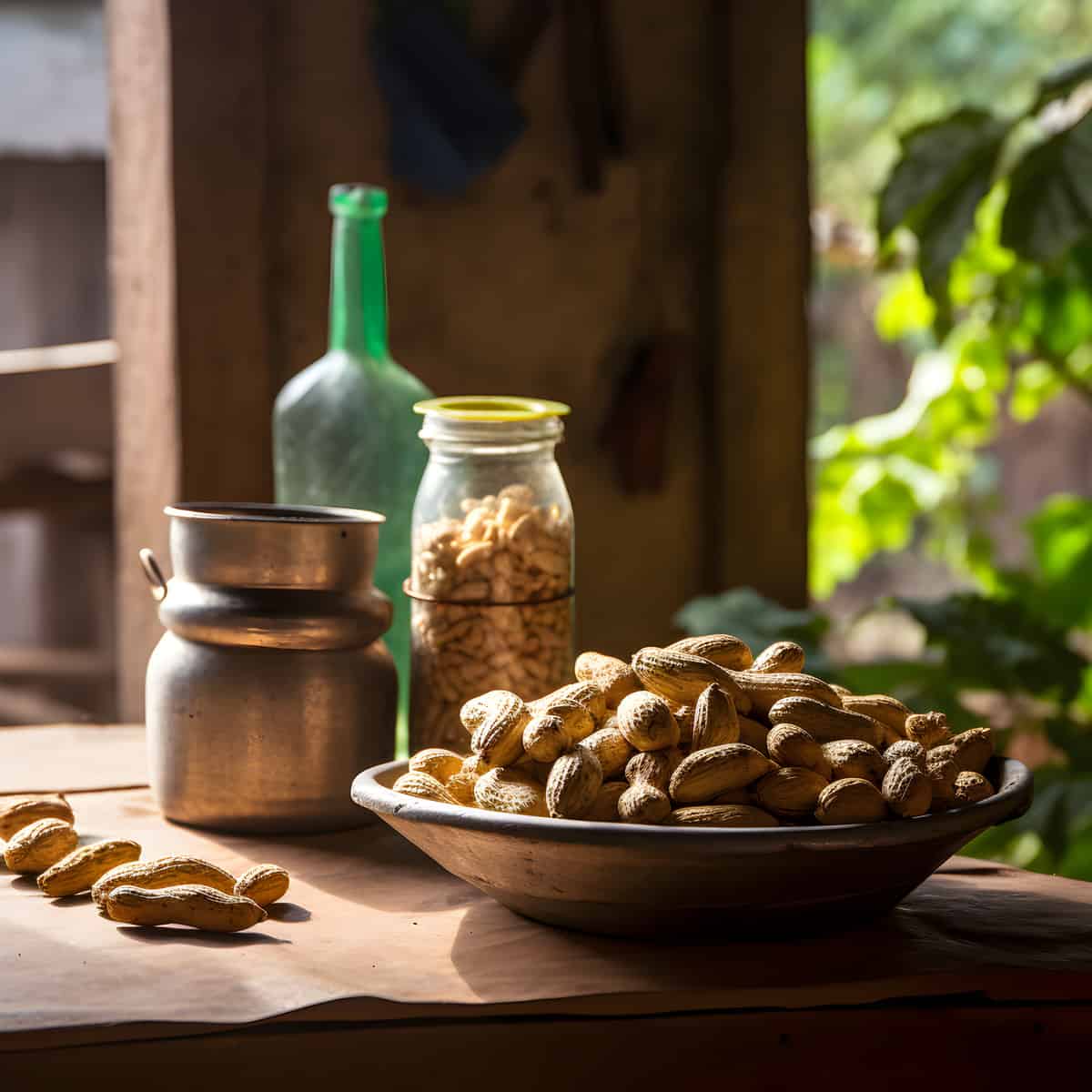 Groundnuts on a kitchen counter