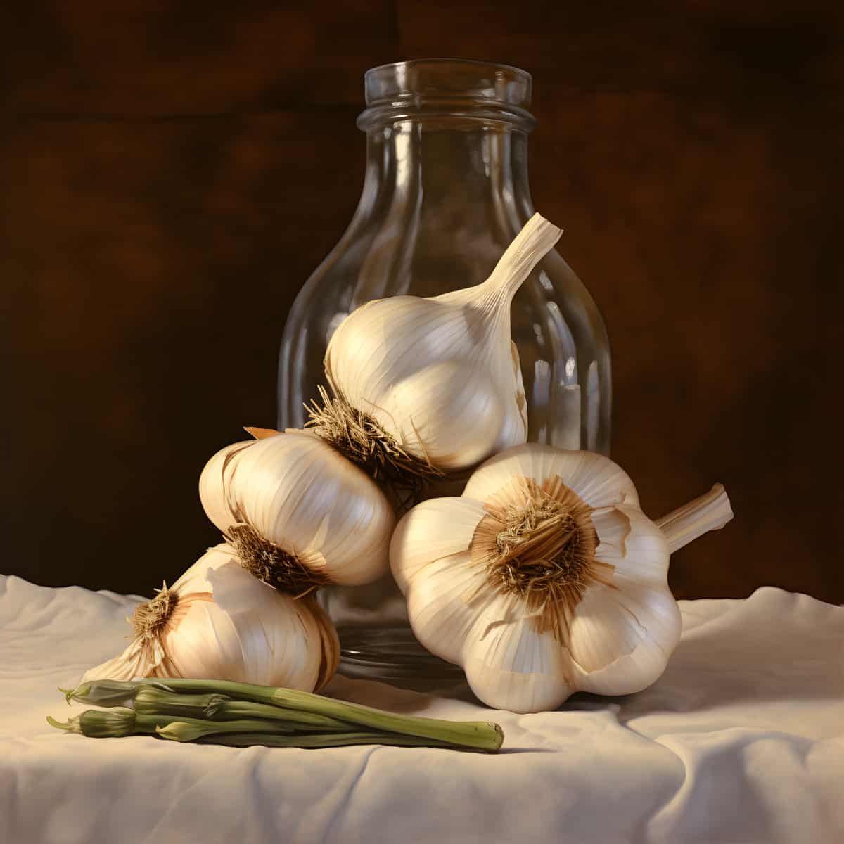 Garlic on a kitchen counter