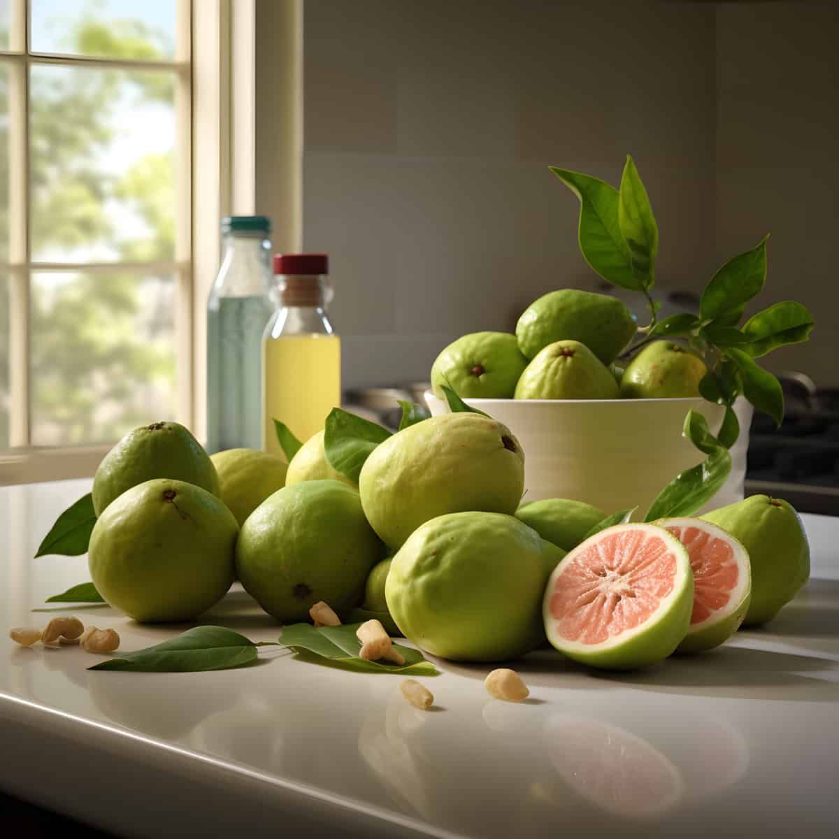 Guava on a kitchen counter