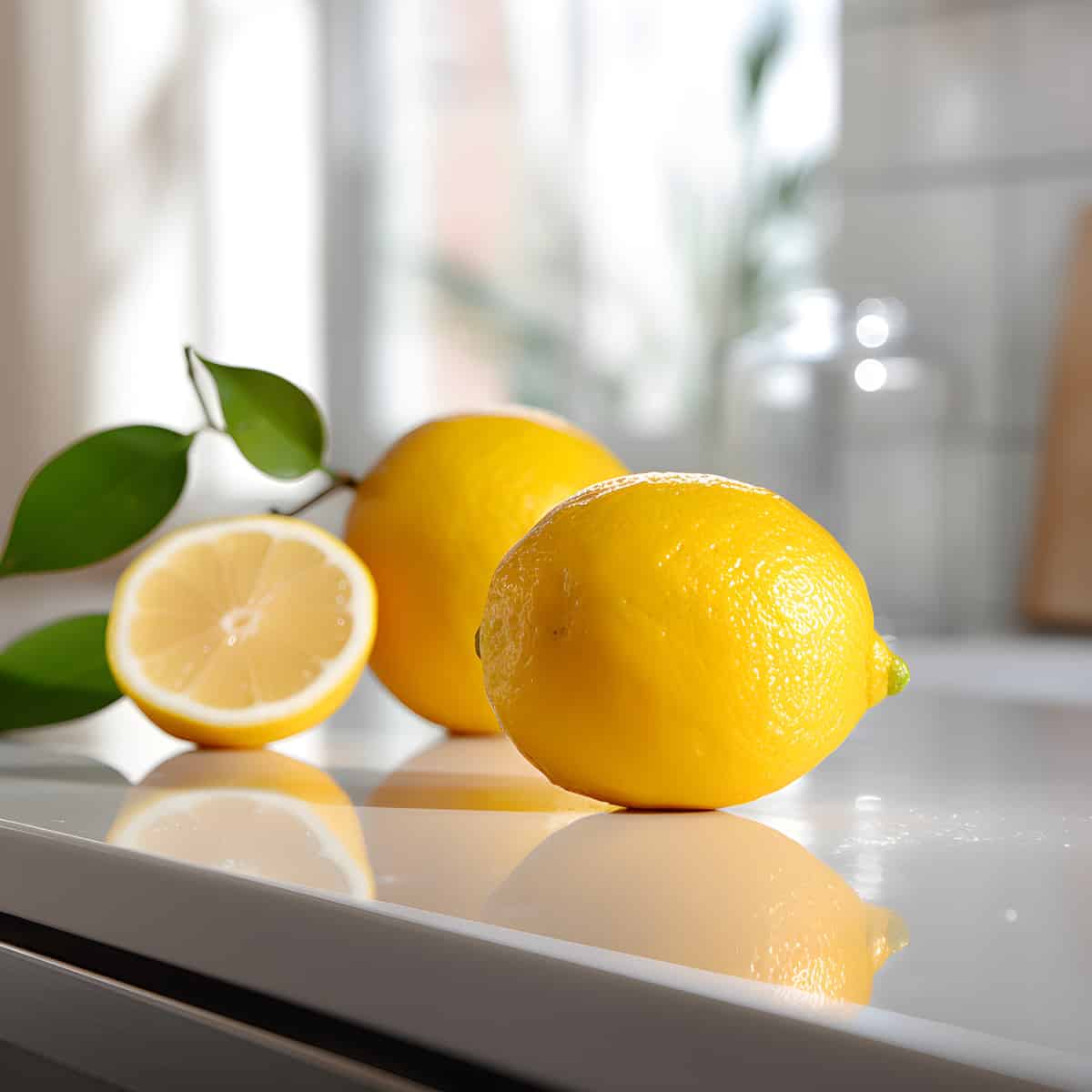 Lemon on a kitchen counter