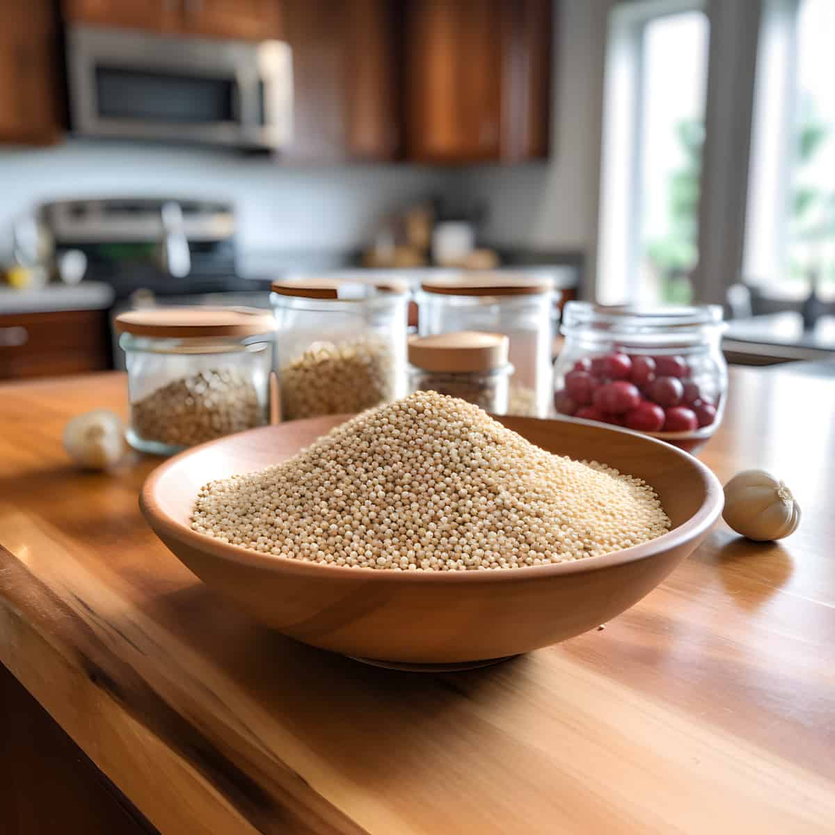 Quinoa on a kitchen counter