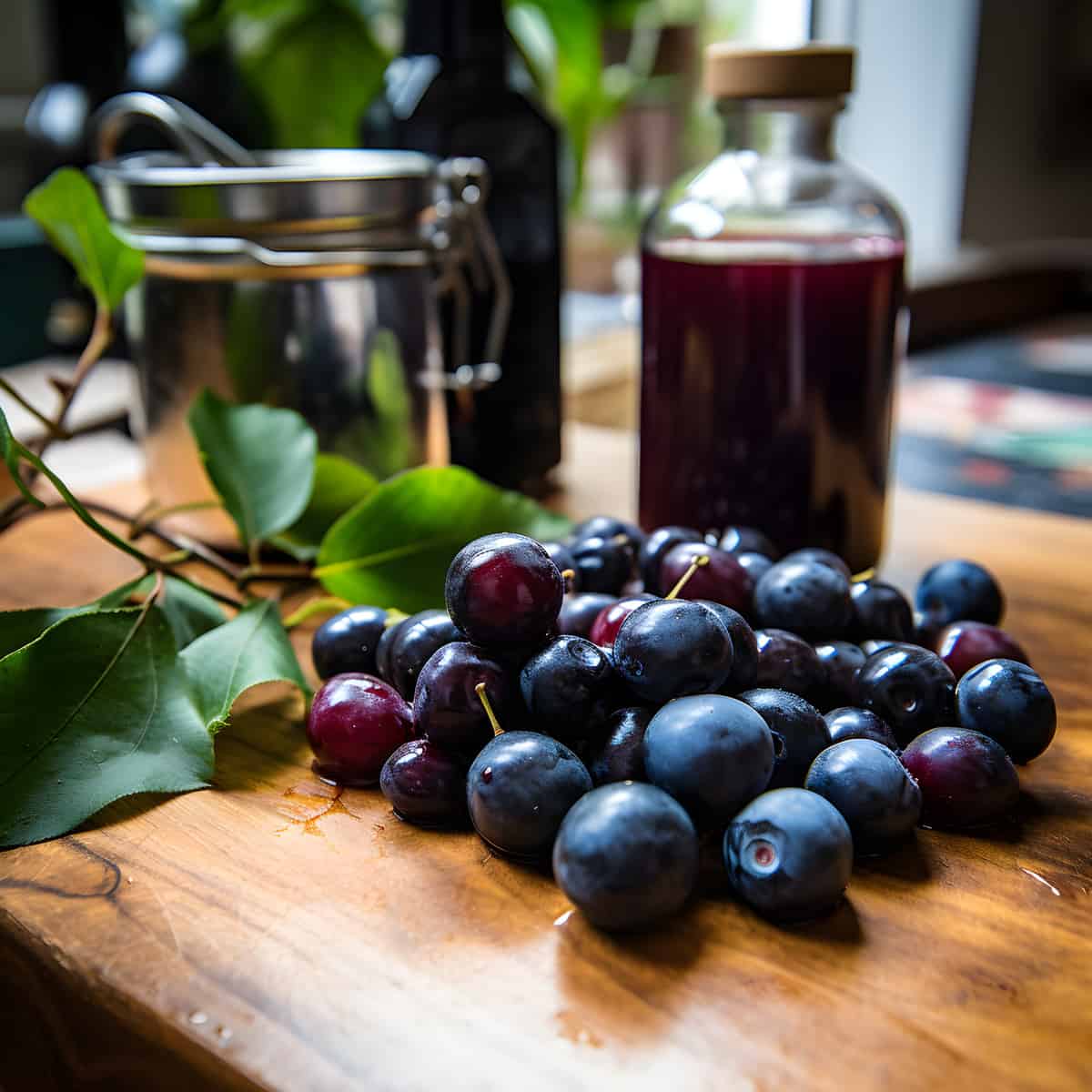 Sloe on a kitchen counter