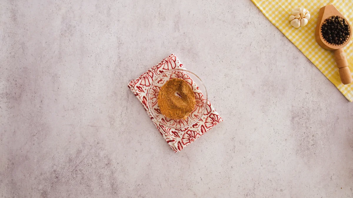 All the spices and almond flour mixed in a bowl.