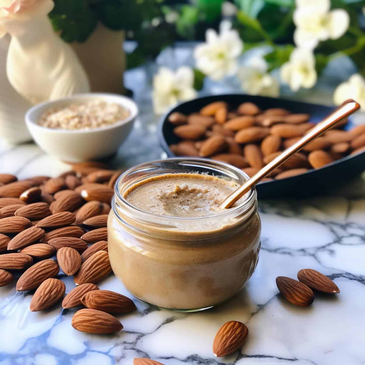 Almond Butter on a kitchen counter