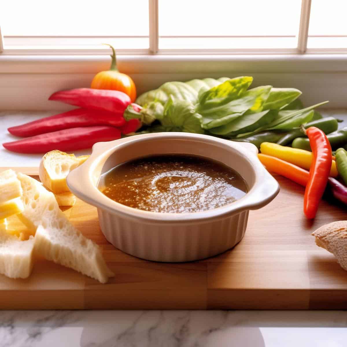 Bagna Cauda on a kitchen counter