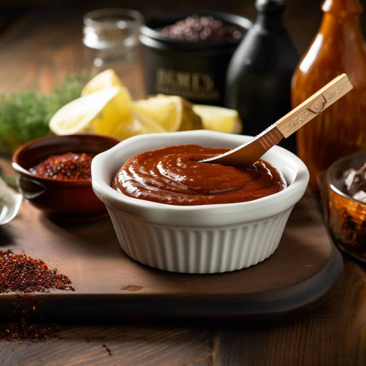 Barbecue Sauce Dip on a kitchen counter