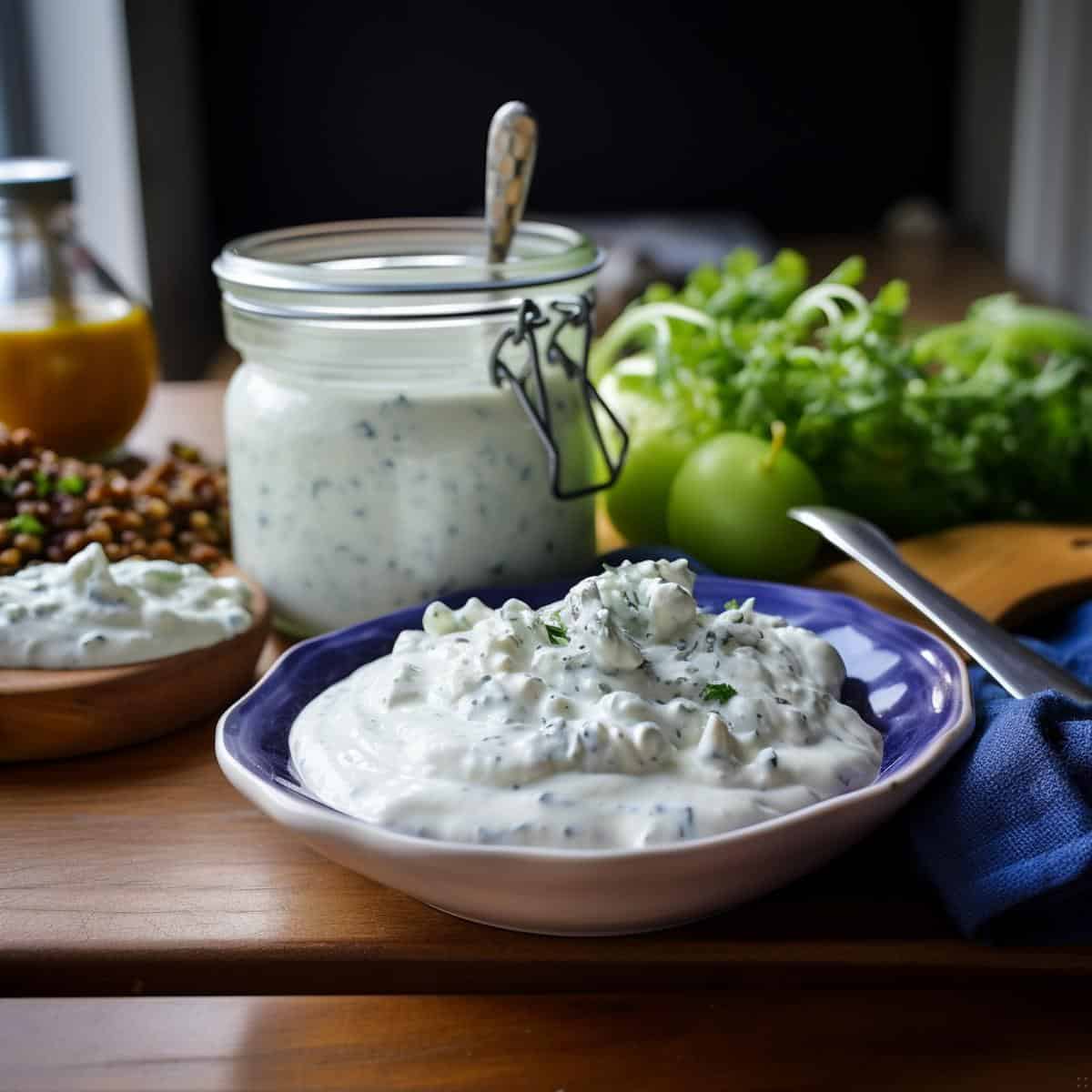 Blue Cheese Dressing on a kitchen counter