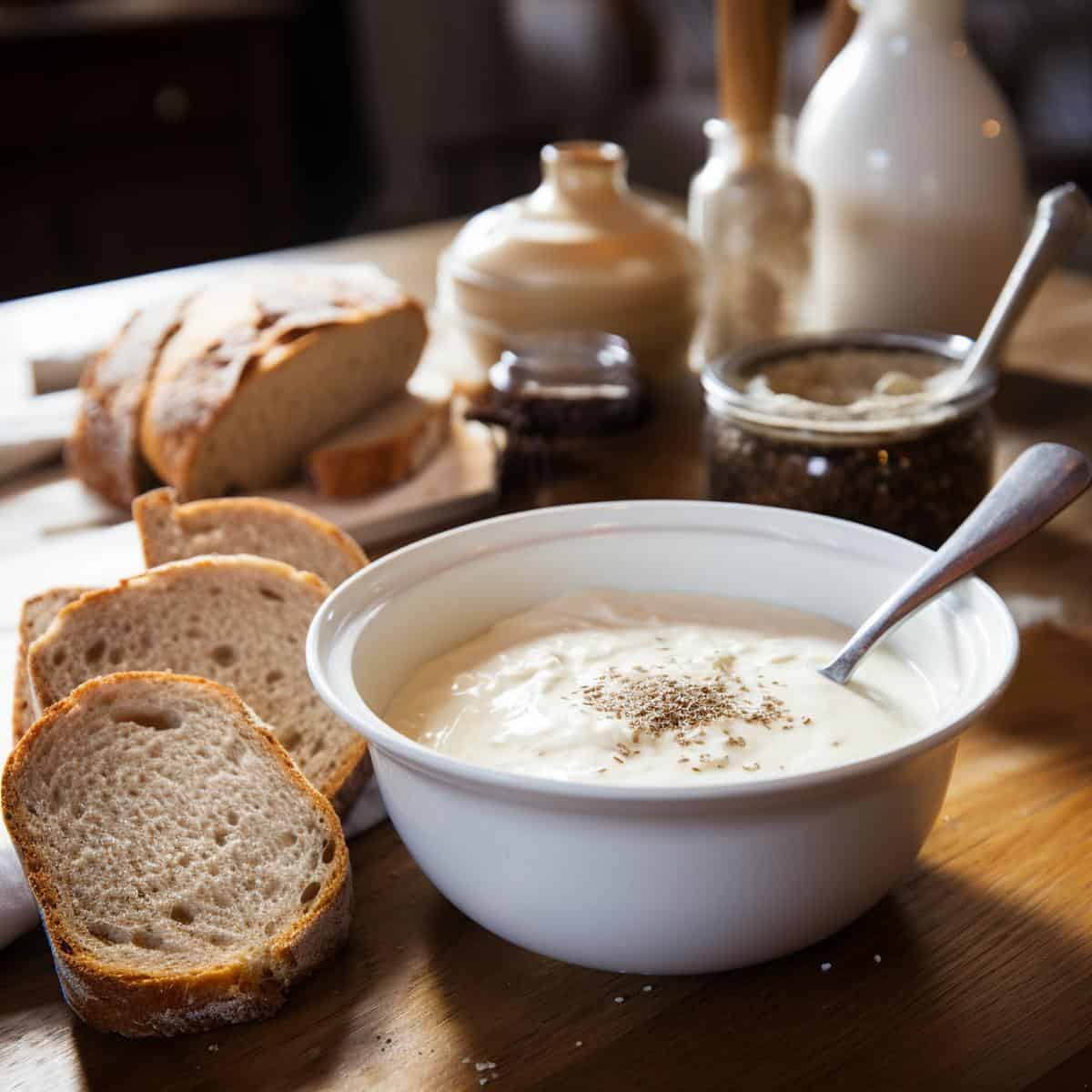 Bread Sauce on a kitchen counter