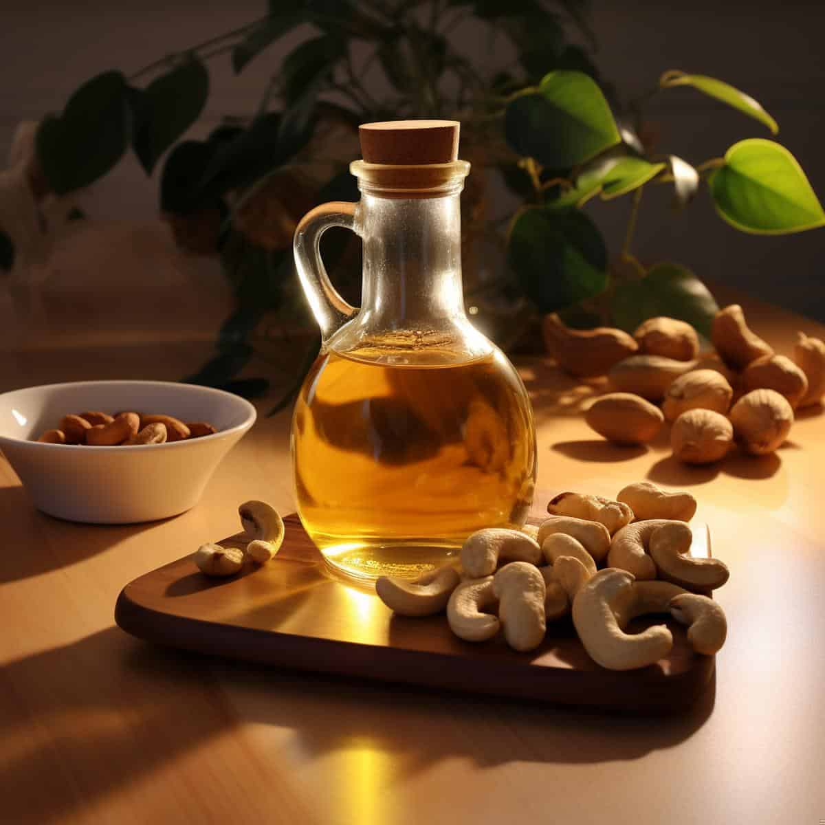 Cashew Oil on a kitchen counter