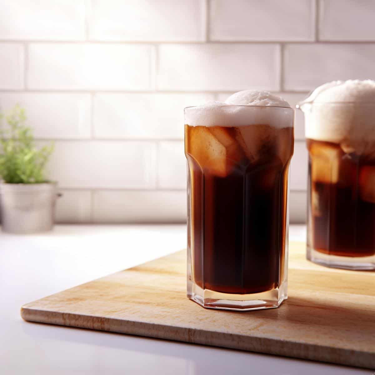 Chocolate Coke on a kitchen counter