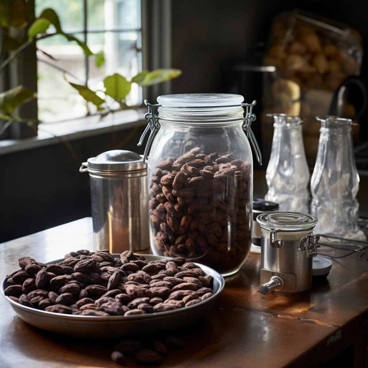 Cocoa Bean Fermentation on a kitchen counter