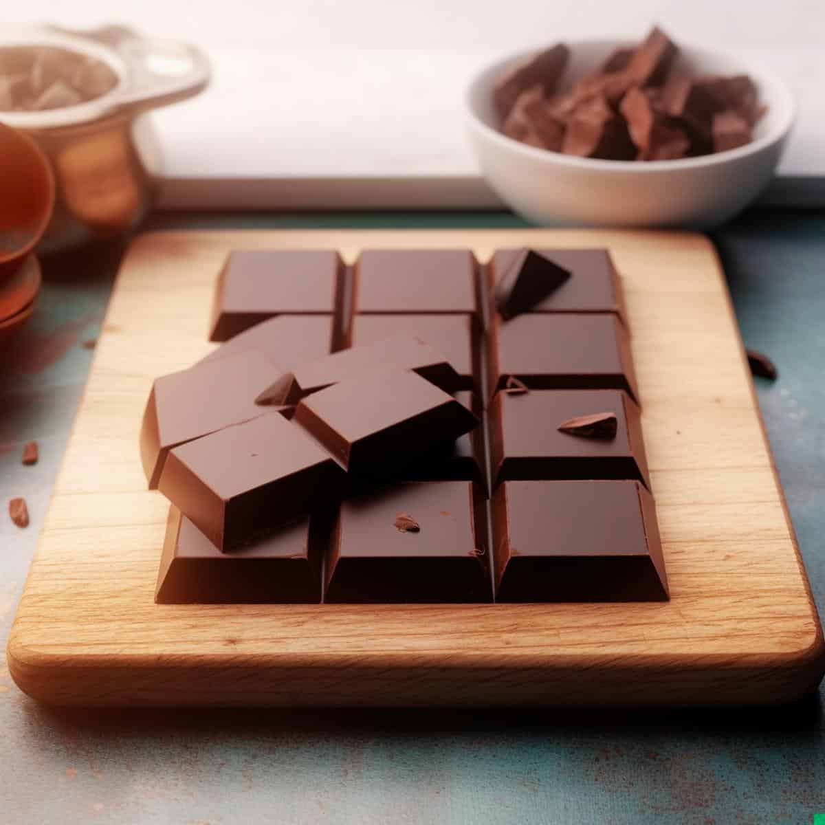 Dark Chocolate on a kitchen counter