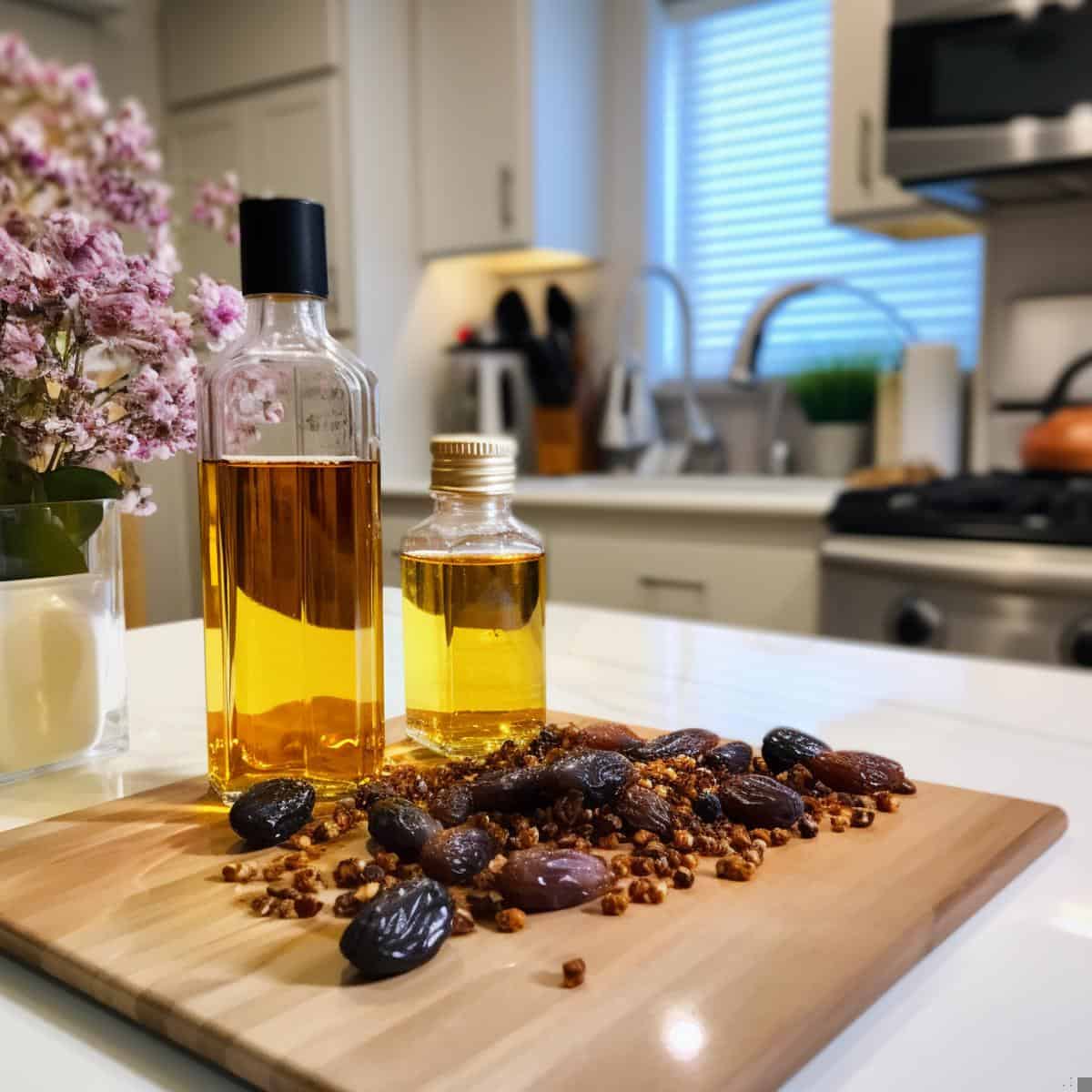 Date Seed Oil on a kitchen counter