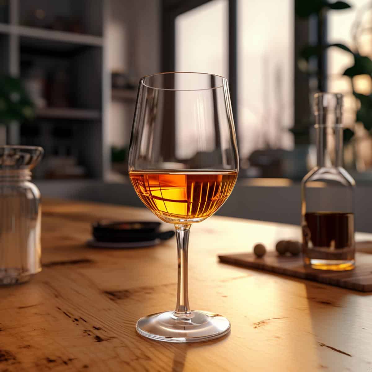 Dessert Wine on a kitchen counter