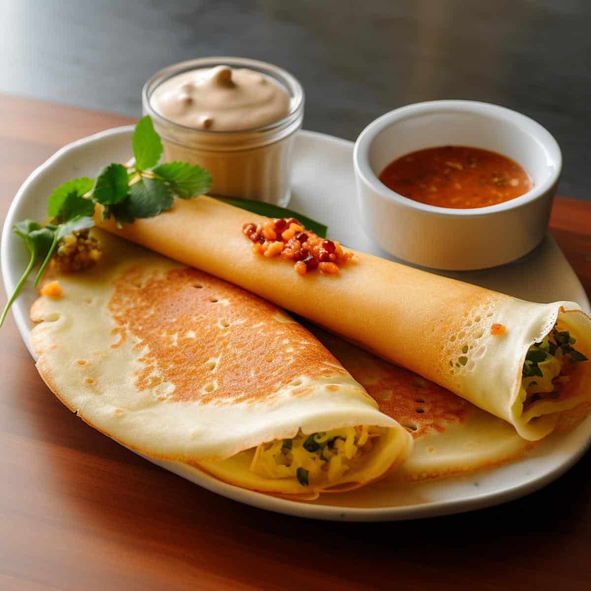Dosa on a kitchen counter