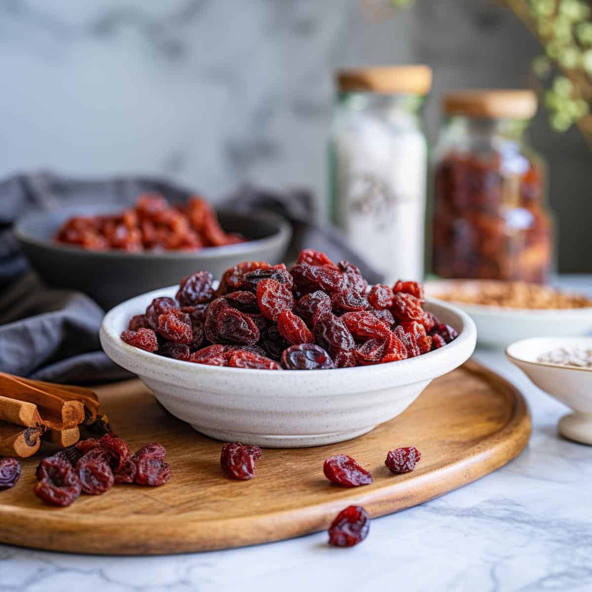 Dried Cranberry on a kitchen counter