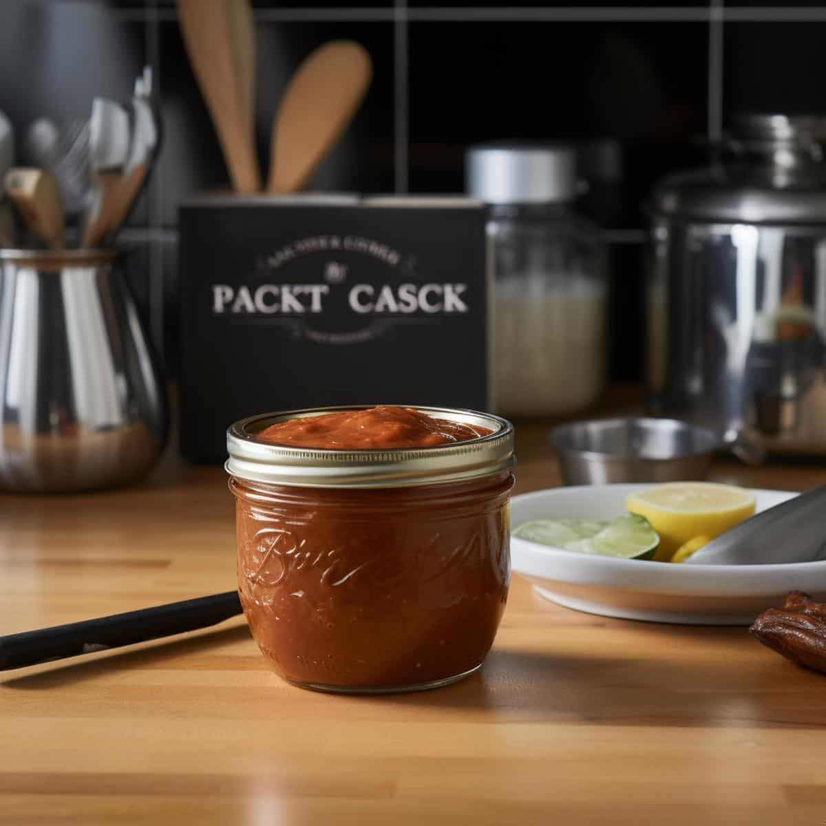 Duck Sauce on a kitchen counter