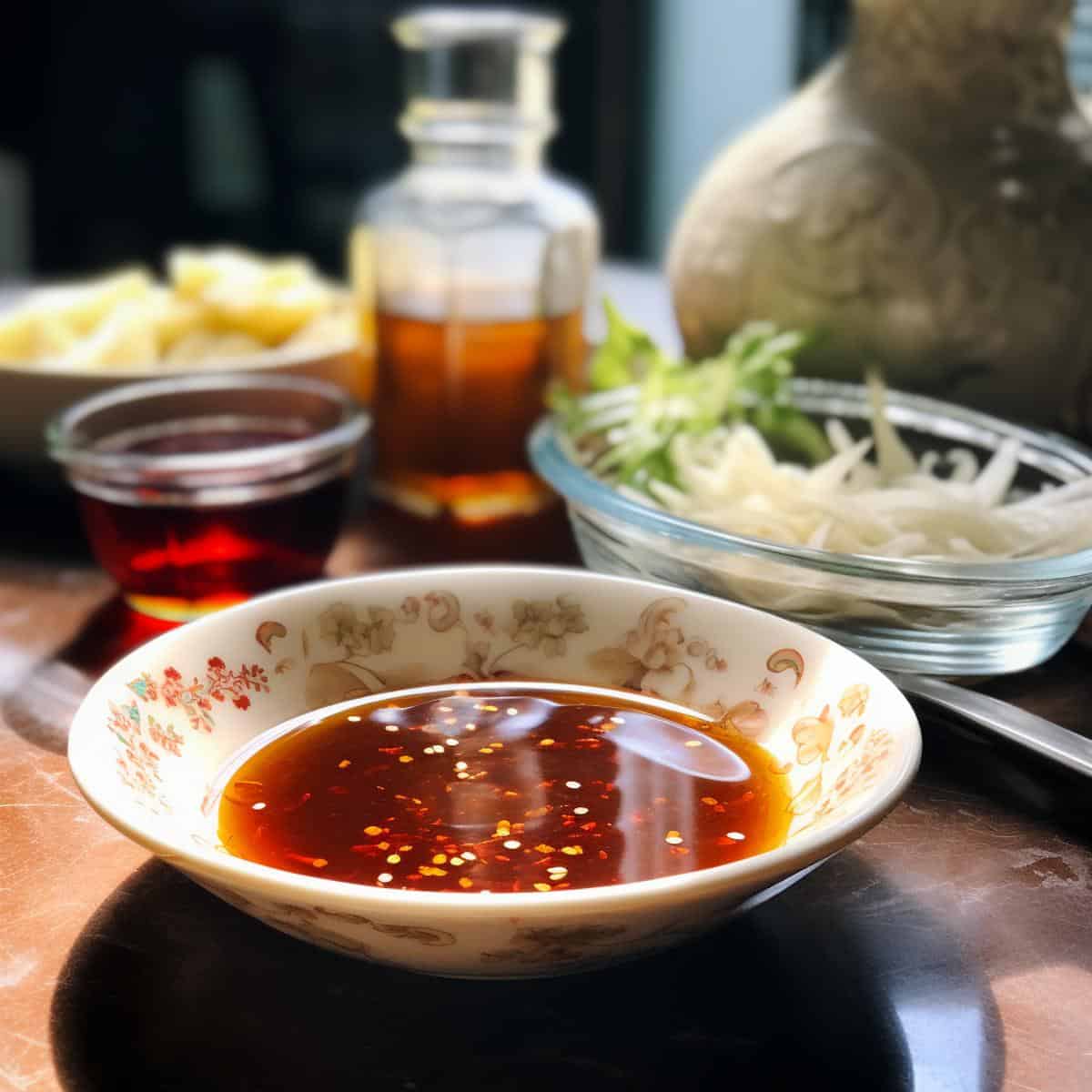 Fish Sauce on a kitchen counter