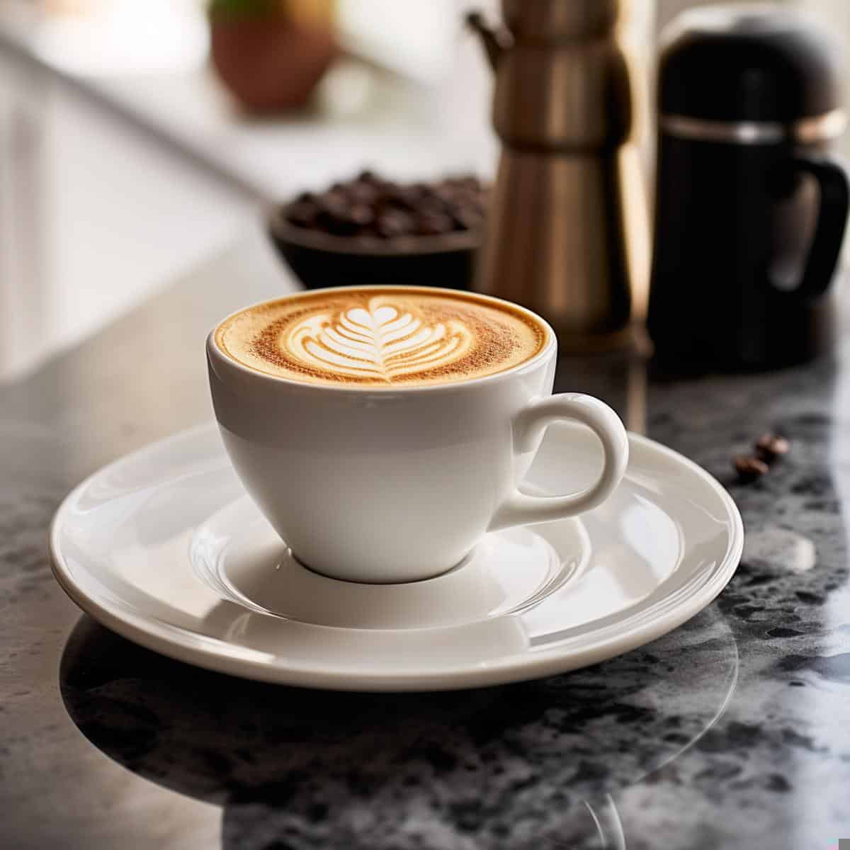 Flat White Espresso on a kitchen counter