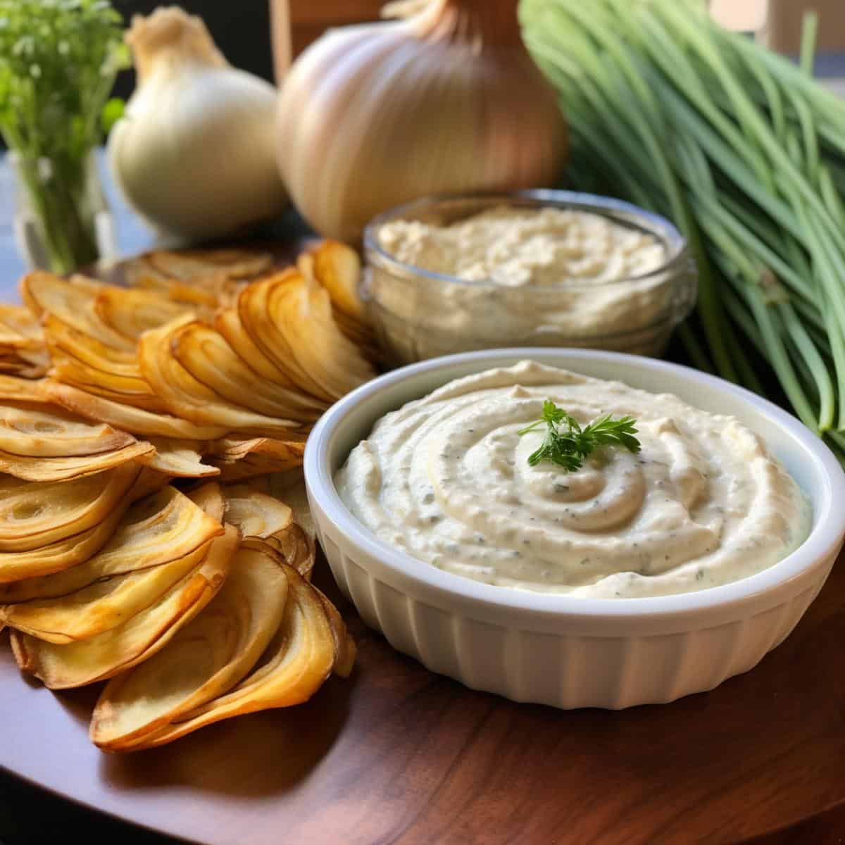 French Onion Dip on a kitchen counter